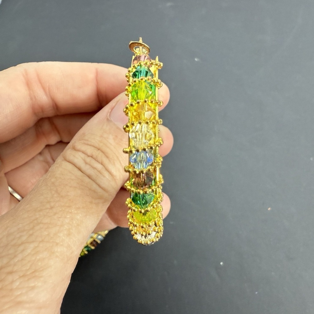 Vintage Hoop Multiple Color Beaded Earrings Set - Picture 4 of 9
